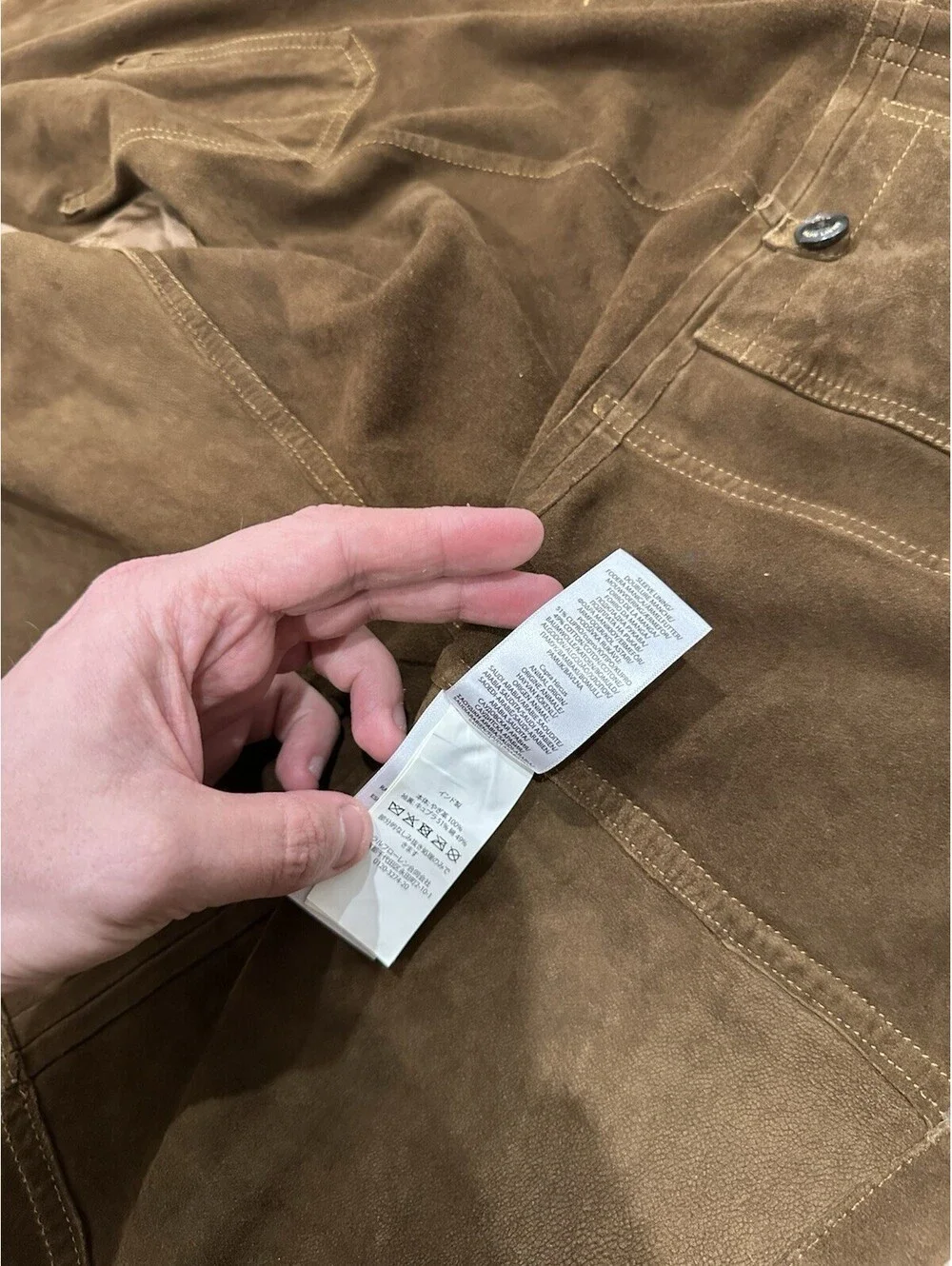 Polo Ralph Lauren Goat Suede Utility Jacket Mens Brown Size Large